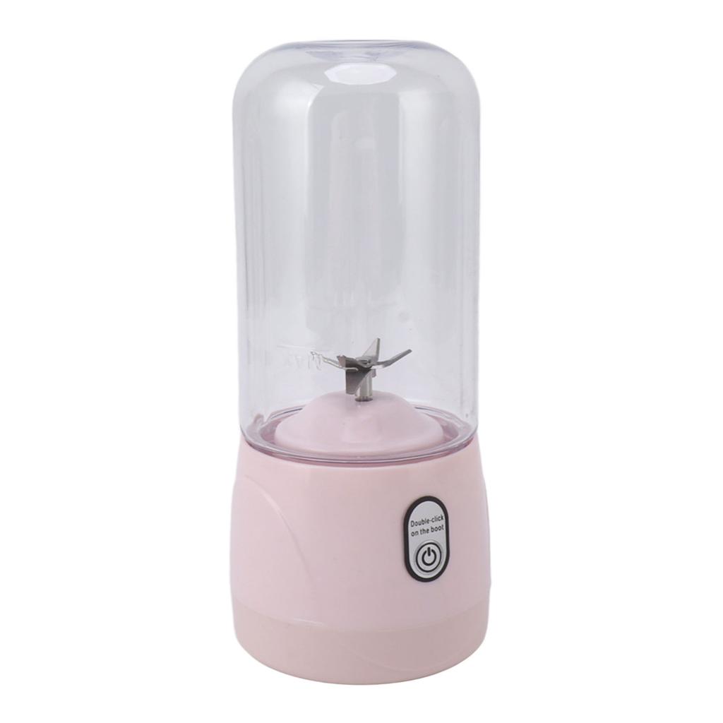 Portable Blender USB Rechargeable 6 Blades Mini Juicer Cup Fruit Squeezer for Travel Sports Kitchen 410ml Pink