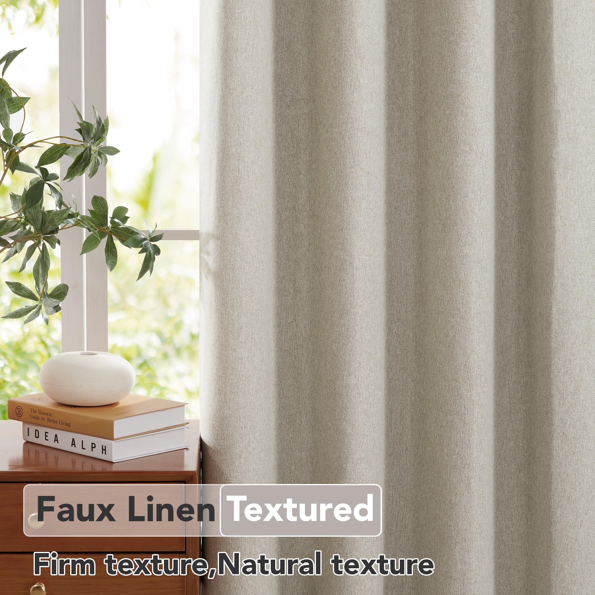 

350cm Height Custom Made 100% Blackout Curtains Extra Long Noise Reducing Curtains Bedroom Living Room Curtains W100x270cm 1piece&Rings Лляний