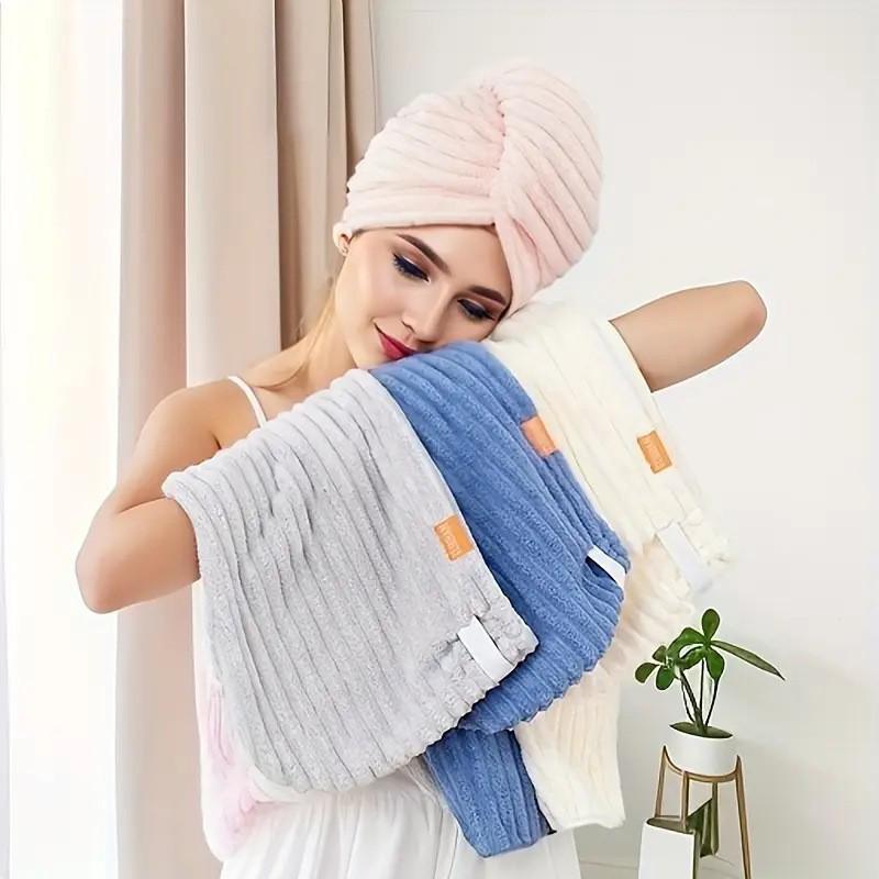 Coral Fleece Quick-Drying Hair Towel Hat - Women's Thick, Super Absorbent, No Shedding, Fast Drying Shower Cap.