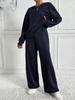 Trendy Solid Color Long Sleeve Round Neck Two-Piece Set for Women