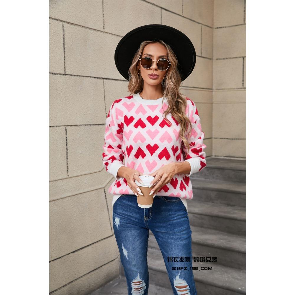 Любовь Любовник Пуловер с круглым вырезом Маленький Свитер с персиковым сердечком Женский XL белый 3128₽