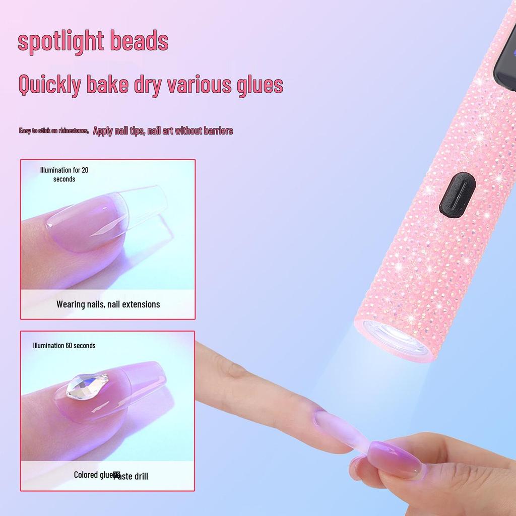 Portable Rechargeable Rhinestone Nail Art Phototherapy Lamp with Dual Light