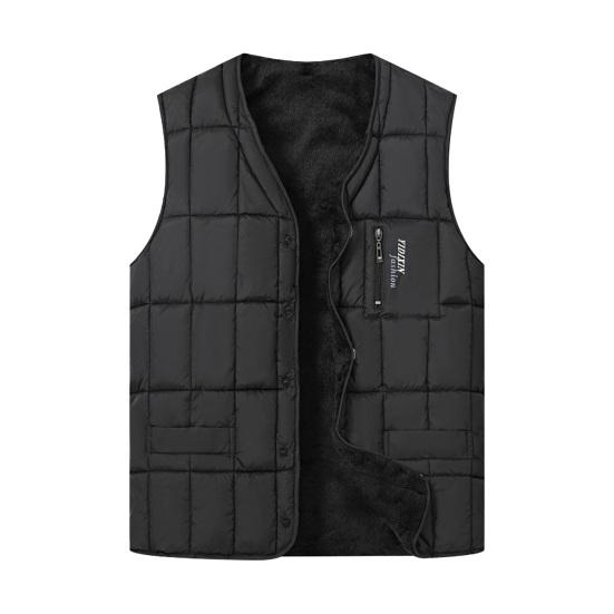 

Men Waistcoat V-Neck Sleeveless Single Breasted Quilted Vest Coat with Zipper Pockets XXXXXL чорний