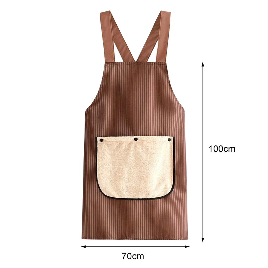 Waterproof Kitchen Apron with 2 Removable Towel Pockets No-Tie Cross Back Chef Apron for Men & Women Cooking Baking Grilling BBQ