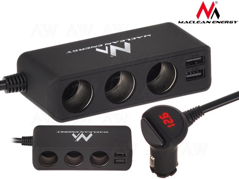 Trójnik rozdzielacz zapalniczki 12-24v 2xusb 120w