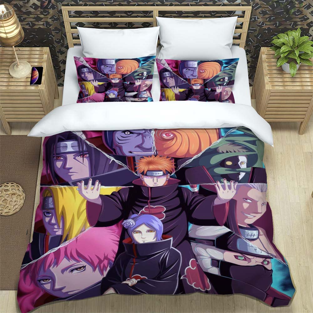 Naruto Pattern Quilt Cover With Pillowcases 3D Digital Printed Bedding Set Twin Full Queen King Children'S Gift