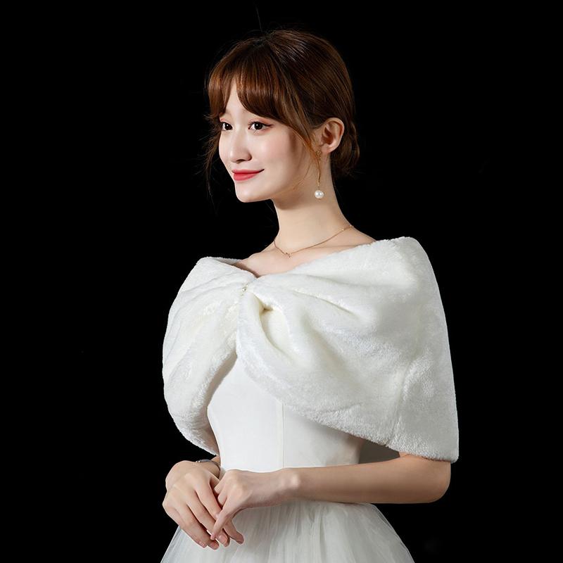 1 Stück Plüschfell Volles Kleid Schal Perle Lockerer Mantel Warmhalten Schal Winterumhang Weste