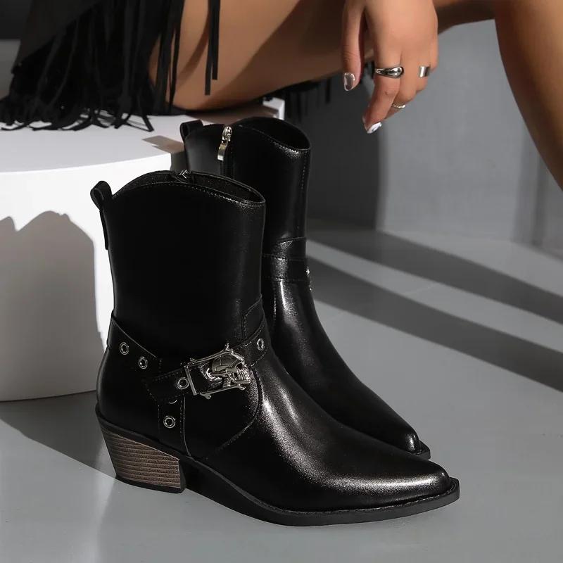 

Зимниеновыемодныероскошные металлические дизайнерские кожаные туфли на высоком каблуке с заостренным носком и боковой молнией. Модные женские туфли на высоком каблуке большого размера. Botas Mujer 36