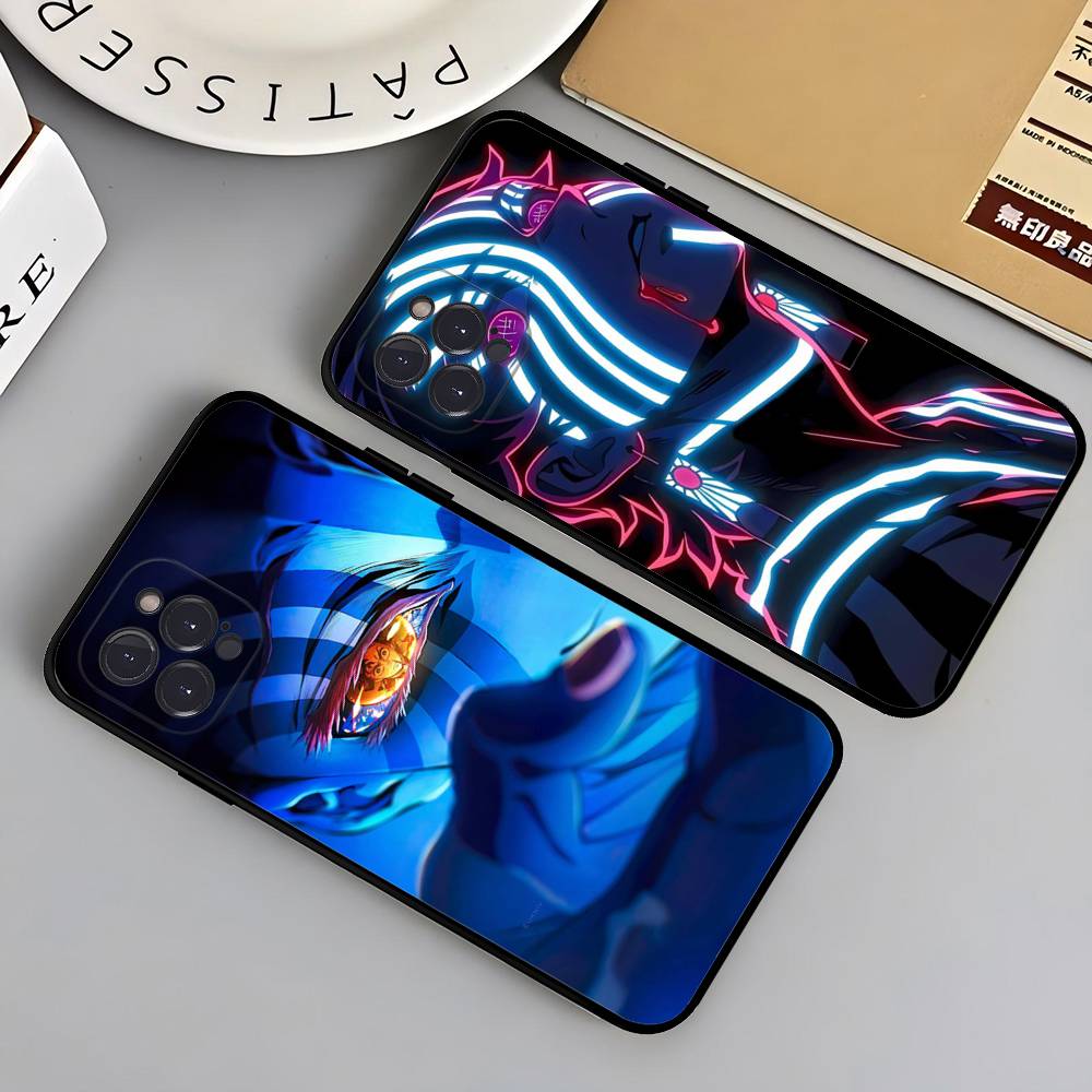 Popular Anime Akaza D-Demon S-Slayer Black Soft Phone Case For IPhone 16 15 14 13 11 12 17 Pro Max Mini Plus
