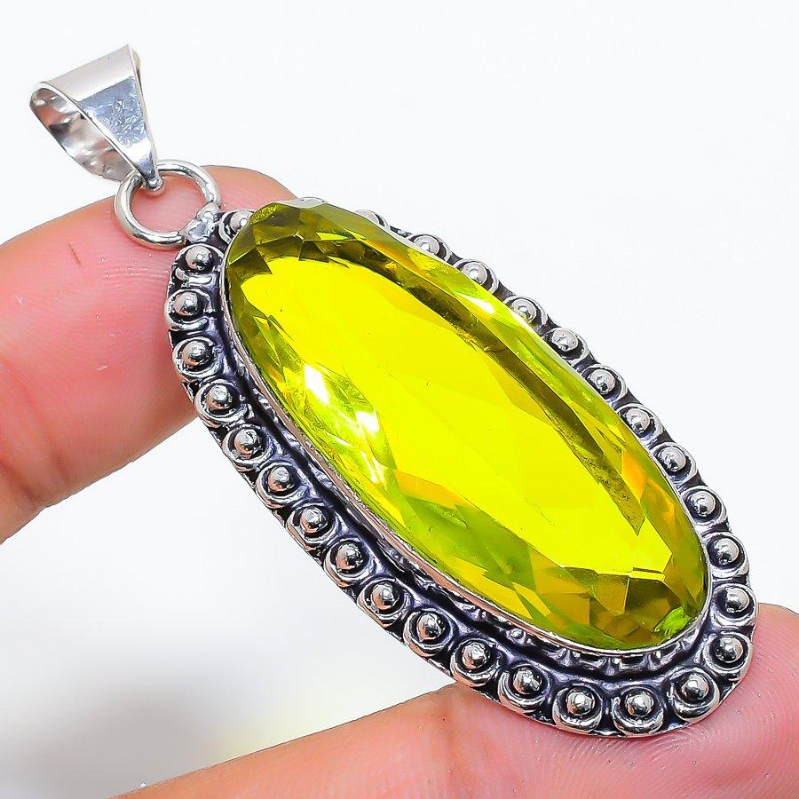 

Lemon Topaz Gemstone Handmade Ethnic Jewelry Pendant 2.44 VR-3936