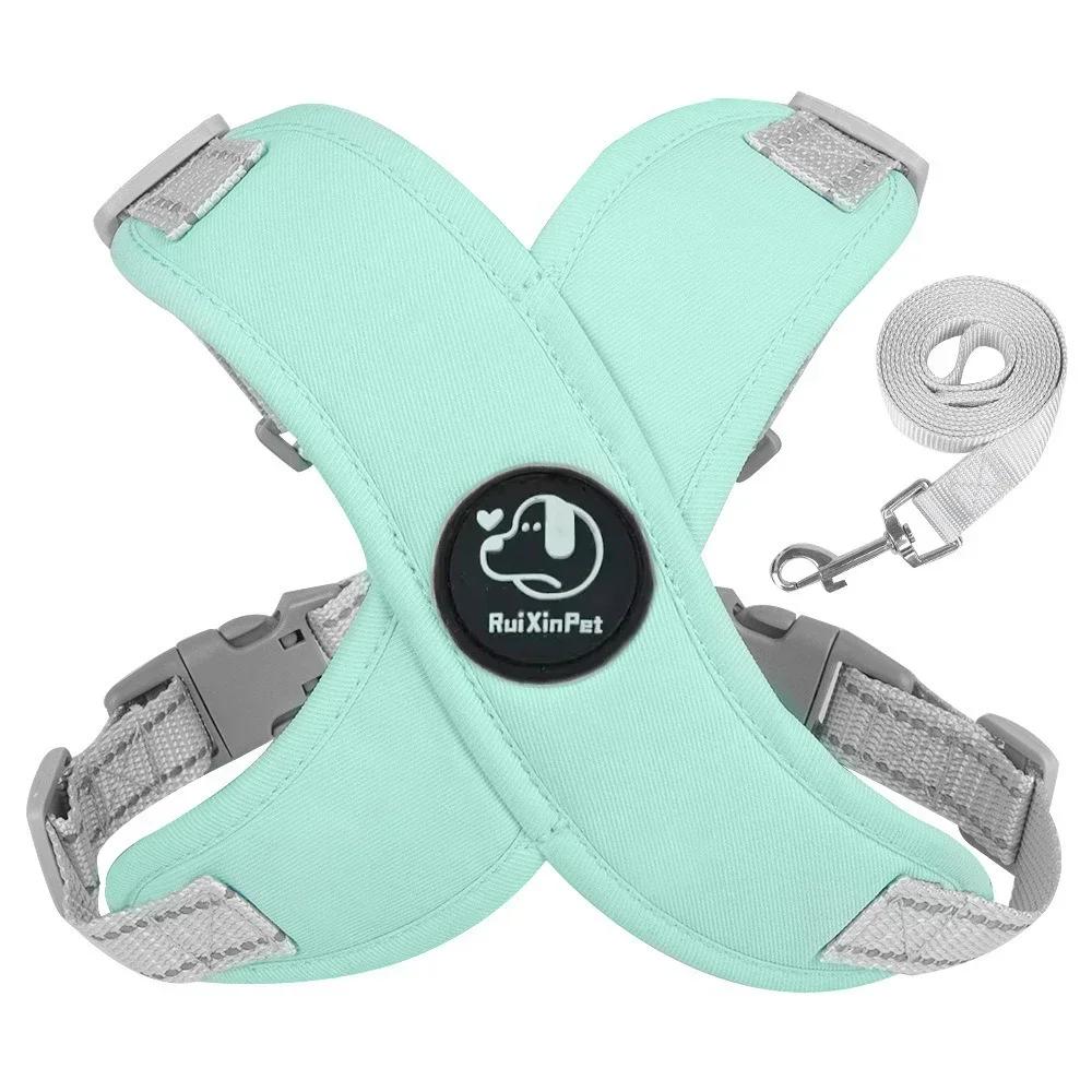 Reflective Dog Vest Harness Leash Set Soft Adjustable No Pull Pet Puppy Chest Strap for Small Medium Dogs Cats Pug Daily Walking
