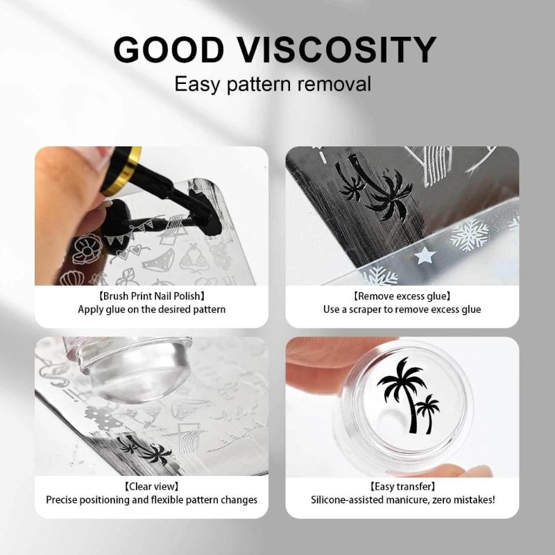 Mini Transparent Silicone Nail Stamp Tool For Precise Pattern Printing Clear Base Design