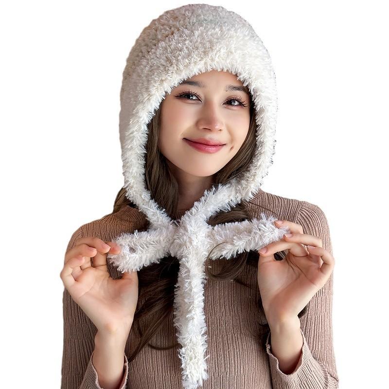 Strap Up Plush Hat Outdoor Cycling Ear Protection Hat Women's Fashion Windproof Warm Hat Winter