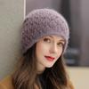 Neue Wintermütze Street Fashion Kaninchenfellmischung Dicke warme Beanie-Mütze für Frauen Elegante Perlendekoration Strickmütze Damen Geschenk
