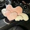 Lovely Pink Heart Angel Wing Car Neck Pillow Lumbar Pillow Soft Plush Comfortable Car Seat Cushion Car Seats Interior Decoration