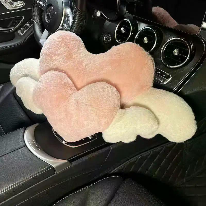 Lovely Pink Heart Angel Wing Car Neck Pillow Lumbar Pillow Soft Plush Comfortable Car Seat Cushion Car Seats Interior Decoration