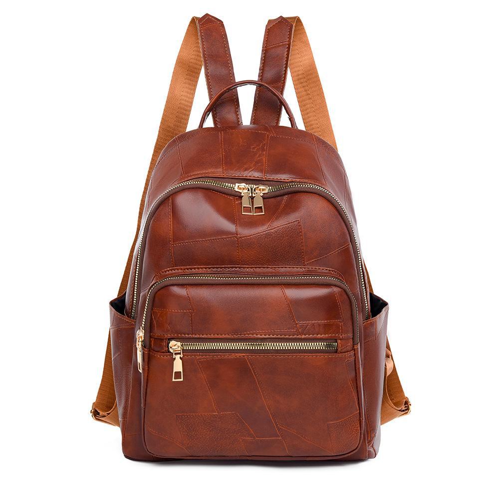 Женский рюкзак из искусственной кожи - модный, водоотталкивающий, вместительный, дорожная школьная сумка коричневый