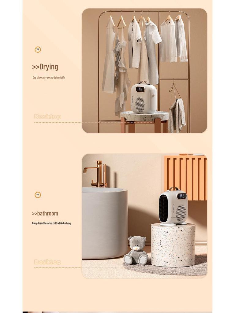 Hyundai Little Sun PTC Fast Heating Desktop Electric Heater - Energy & Power Saving Warm Air Blower for Home or Office.