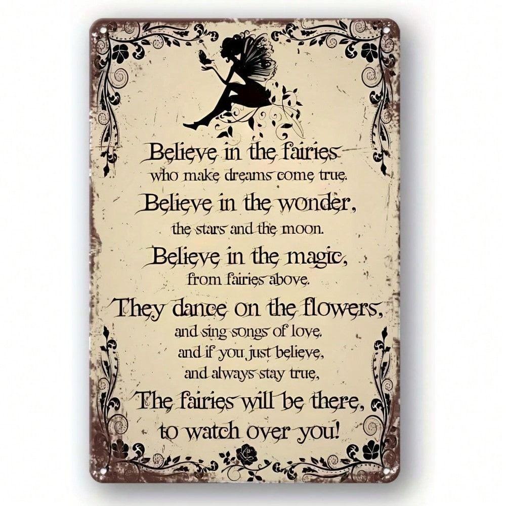 Vintage Sci-Fi Fairy Metal Tin Sign 20x30cm Retro Wall Art