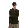 Unisex Retro Henley Neck Knit Sweater - Casual Autumn Pullover