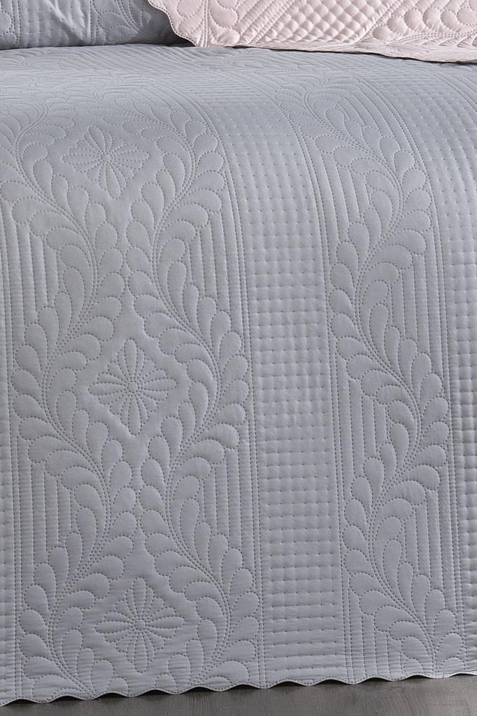 Sanem Double Sided, Full Size Bedspread Set, Coverlet 230x250 with Pillowcase Pink Gray