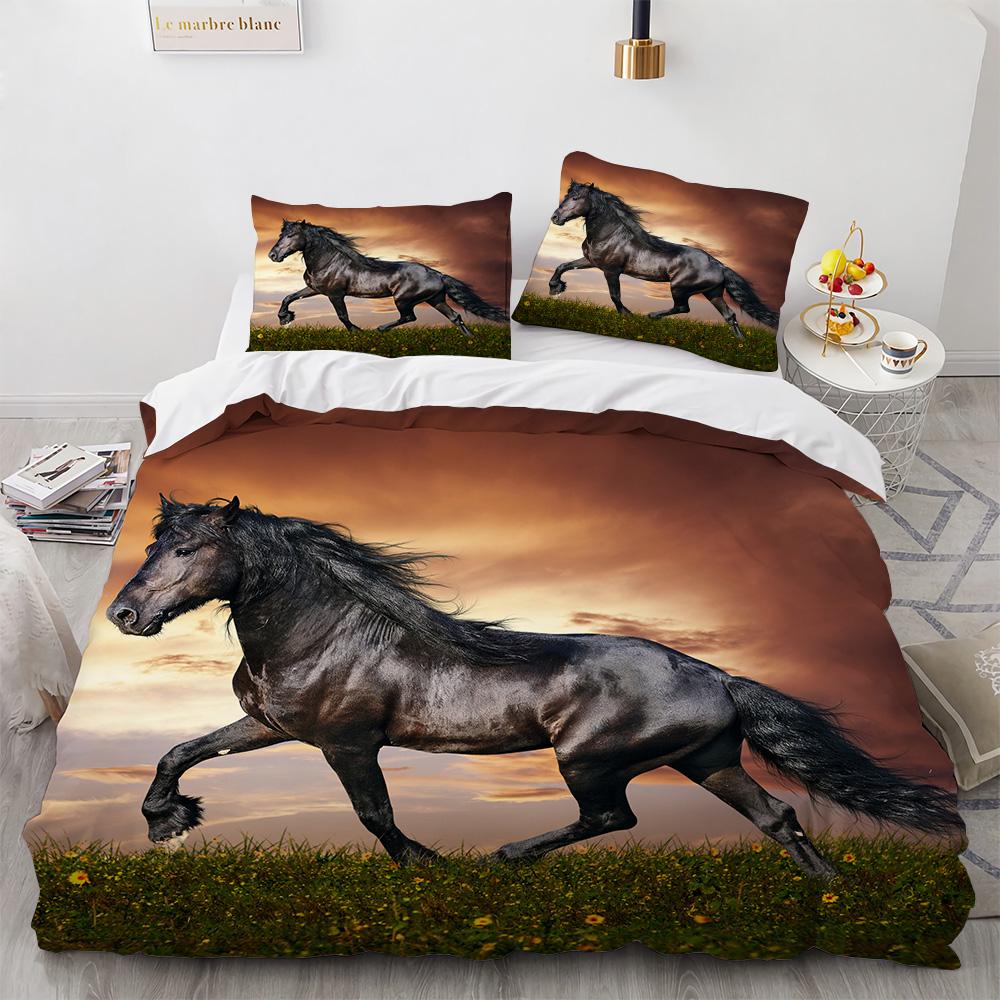 3D Animal Printed Duvet Cover Set Domineering Galloping Horse Bedding Set Soft 2/3pcs microfiber Quilt Covers with Pillowcase