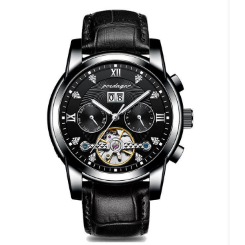 Novo Relógio Mecânico Automático Masculino À Prova D'água Luminoso Calendário Relógio Roda Voadora Estilo Empresarial Sem Fecho