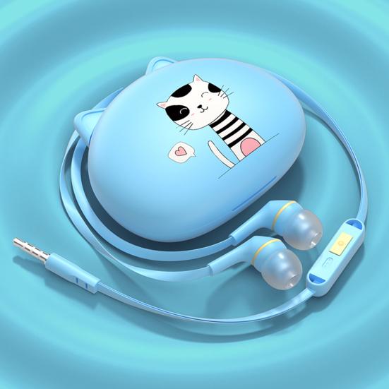 Wired Earphone In-ear Universal HiFi Stereo Noise Reduction Headphone with Cartoon Cat Ear