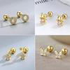 Korean Fashion Pink Zirconic Bear Screw Earrings For Women Girls Cute Animal Cartilage Helix Tragus Ear Piercing Jewelry Gift