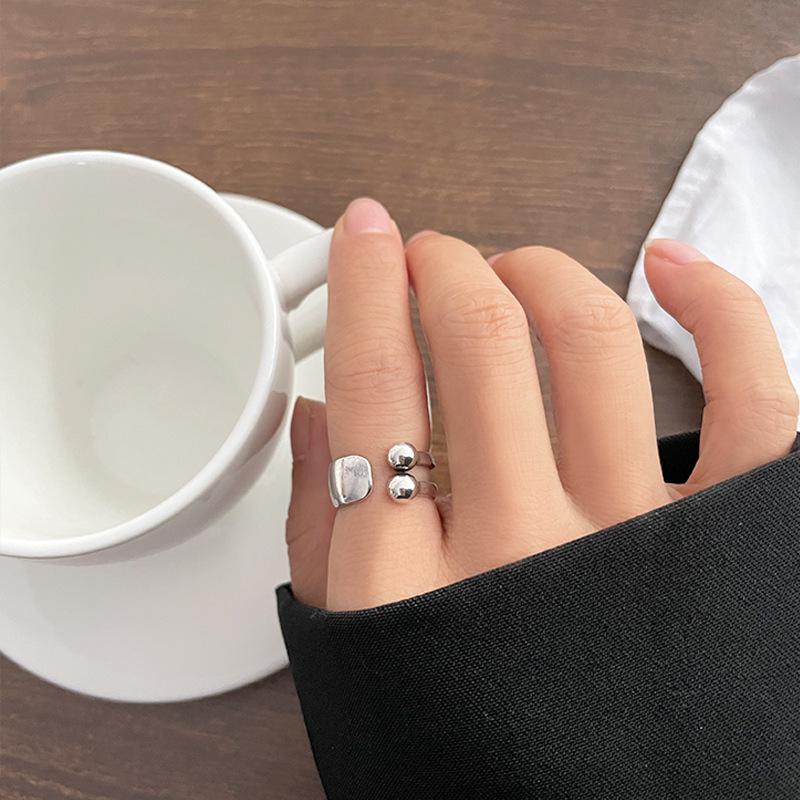 Lan Zhi Smiling Face 925 Sterling Silver Korean-Style Adjustable Ring for Women