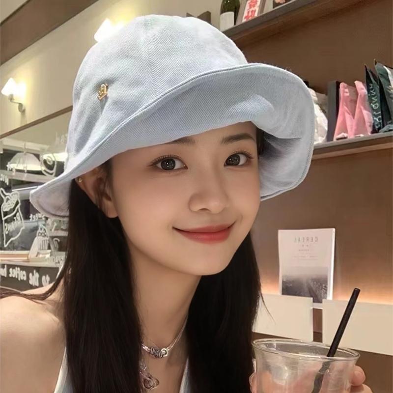 Sweet Sister Concave Brim Cowboy Basin Hat Women's Spring Summer Shopping Bucket Hat Big Brim Show Face Small Sun Hat Tide