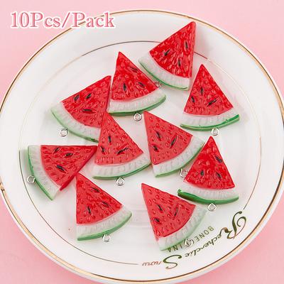 10Pcs Fruit Three-Dimensional Watermelon Simulation Resin Jewelry Pendant