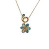 Shi Family Ldyllia Flower Pendant Necklace, Open Ring, and Elegant Colored Earring Set