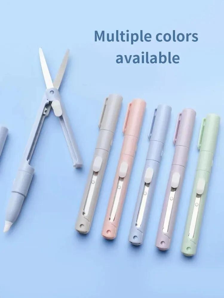 1 stück Mini Tragbare Schere Papierschneider Messer 2 In 1 Multifunktionstasche Stiftform Scrapbooking Schnitzen Schneidekunstwerkzeuge