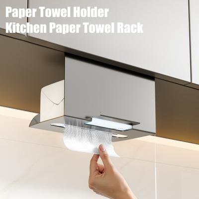 Onderkast Papieren Handdoekhouder Ruimtebesparende Tissueboxhouder Geen Boren Tissue Dispenser met Mobiele Telefoonhouder voor Keuken