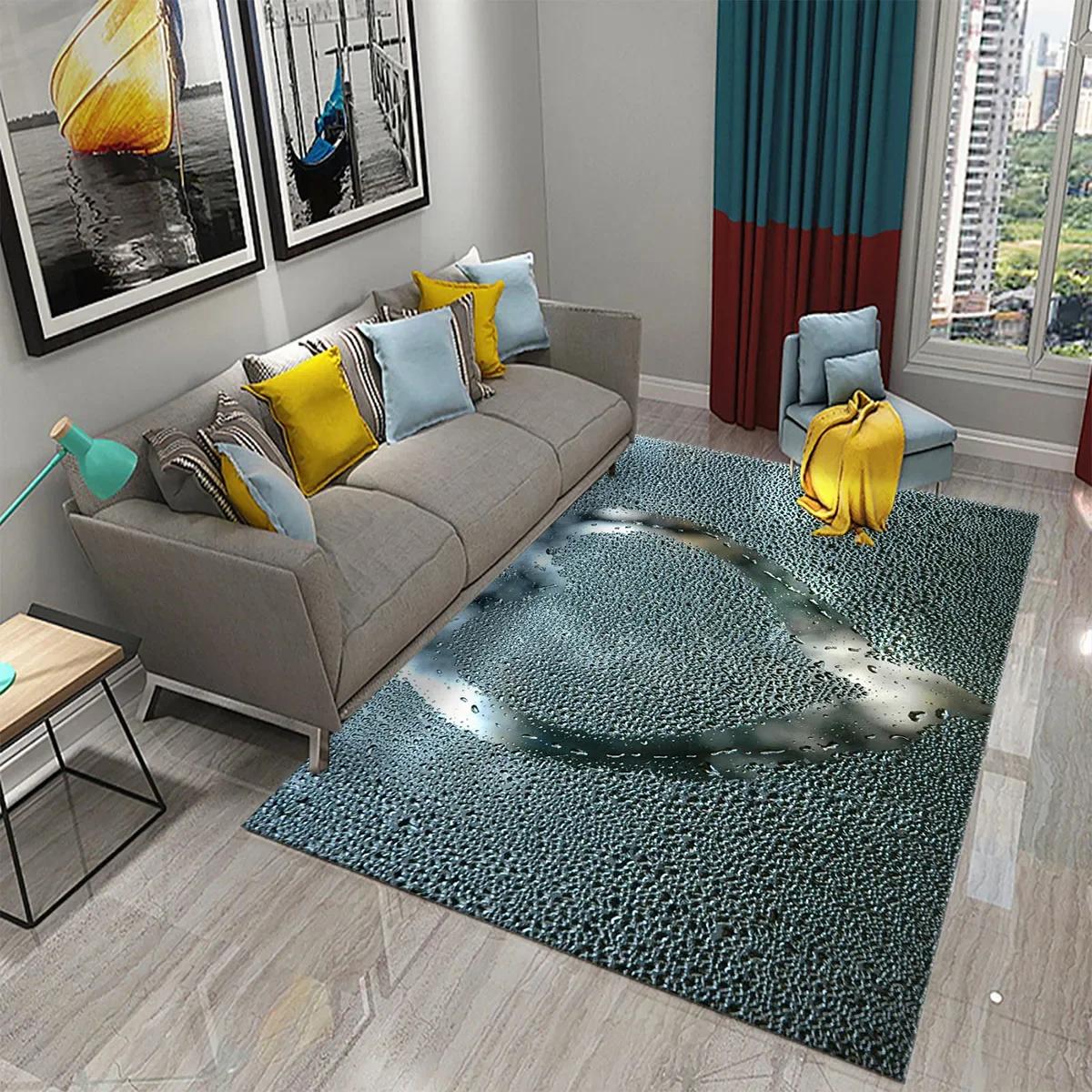 

3D Water Drops on Glass Carpet for Bathroom Toilet Entrance Non-slip Rugs Kitchen Bedroom Living Room Decoration Floor Area Mats 40x60cm