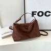 Women PU Leather Hobo Shoulder Crossbody Bag, Metal Turn Lock Zipper Handbag, Vintage Soft Purse For Autumn Daily Commute
