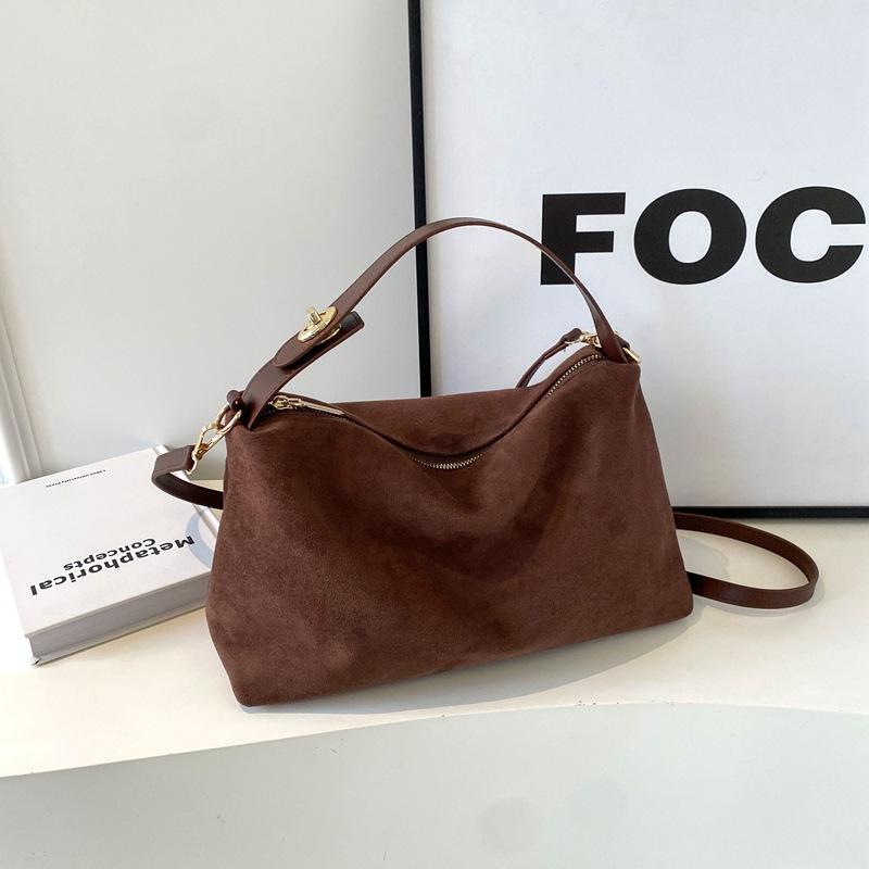 Women PU Leather Hobo Shoulder Crossbody Bag, Metal Turn Lock Zipper Handbag, Vintage Soft Purse For Autumn Daily Commute