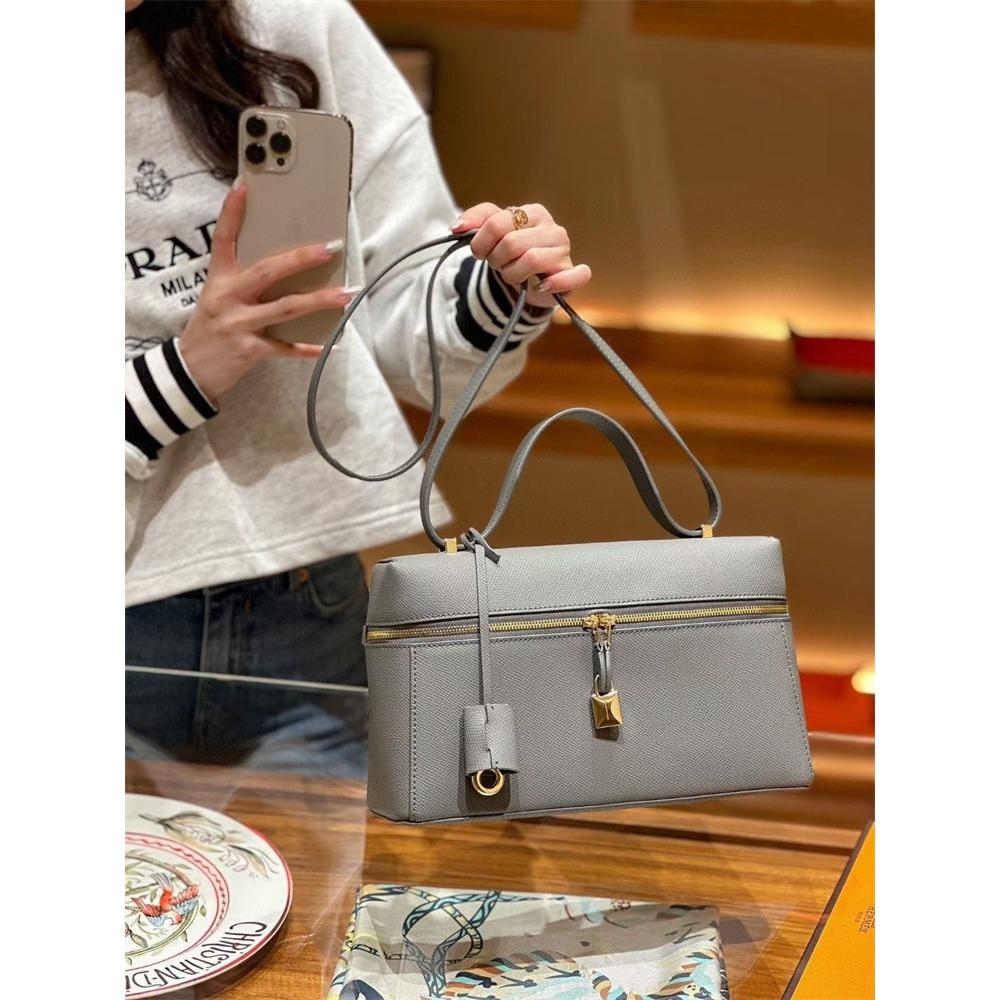 LP27 Bag, Lunch Box Bag, Palm Pattern Cowhide Women's 2023 Autumn and Winter New Temperament Portable Shoulder Crossbody Cosmetic Bag