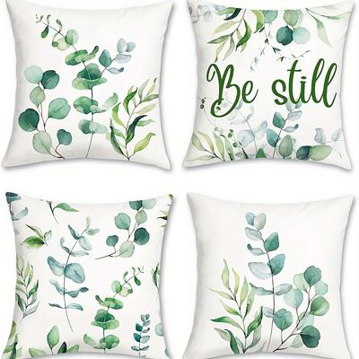 Home Decor Eucalyptus Leaves And Be Still Cushion Covers Pattern Cushion Cover Suitable For Sofa Bedroom Car Pillow Cover