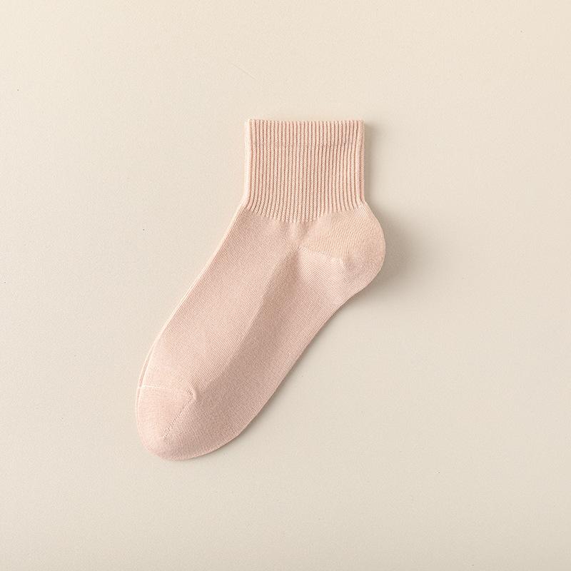 Summer Solid Color, Versatile, Simple, Collegiate Style, Breathable, Candy-colored, Thin Mid-calf Women's Socks