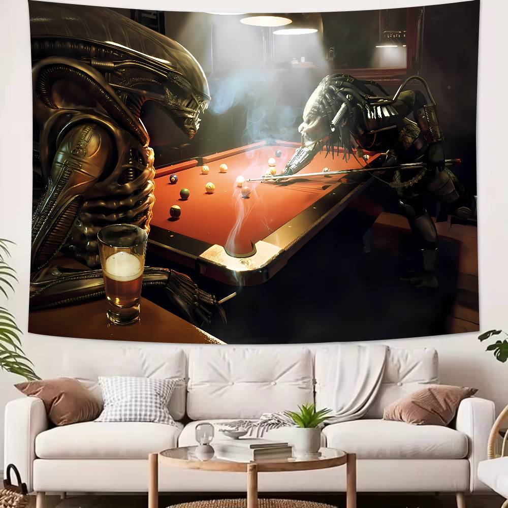 Science Fiction Horror Movie Alien Tapestry Decoration Bedroom Dormitory Background Cloth Holiday Home Living Room Club Tapestry