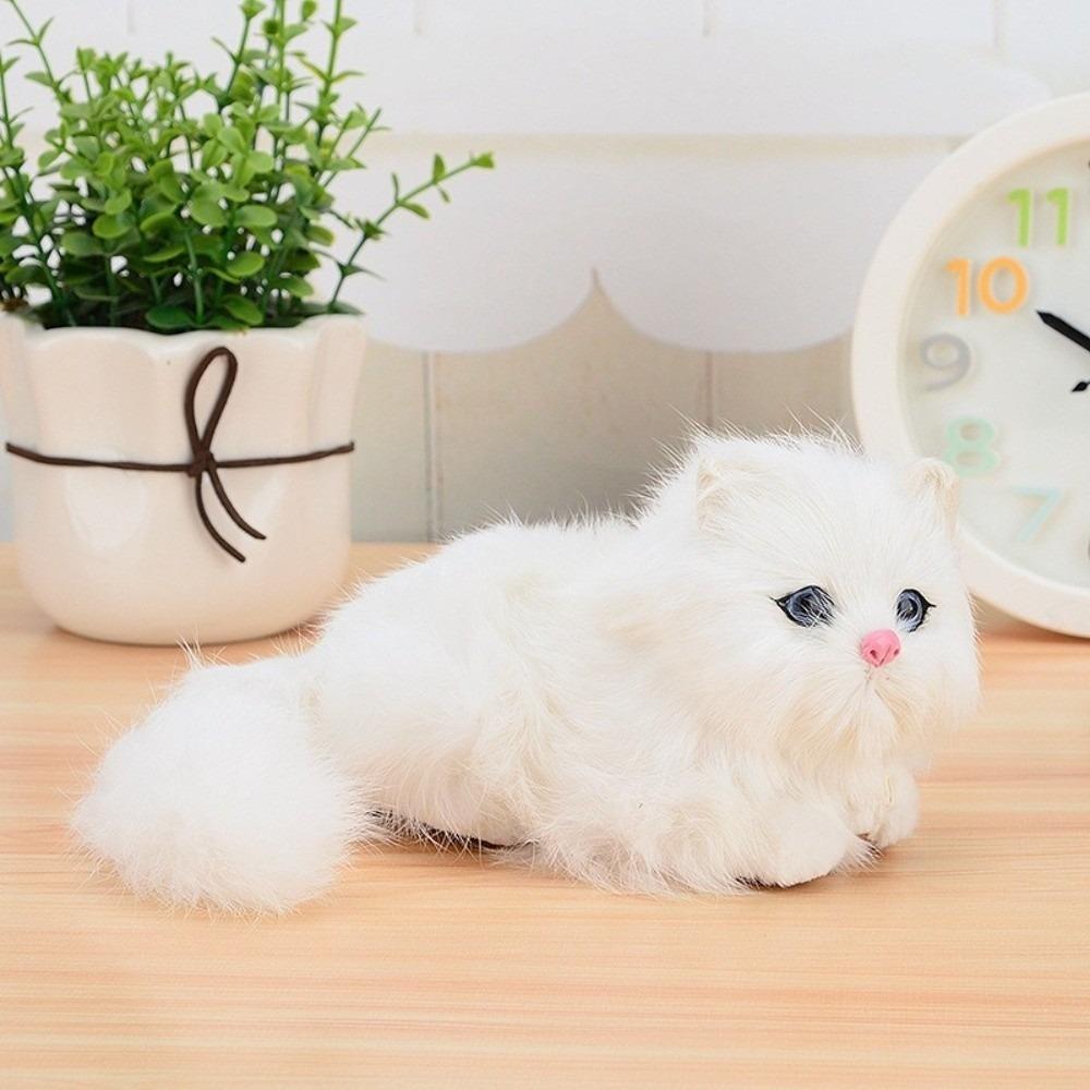 Cartoon Simulation Cat Doll Cozy Fluffy Desktop Decoration Realistic Kitten Decoration  Collectible