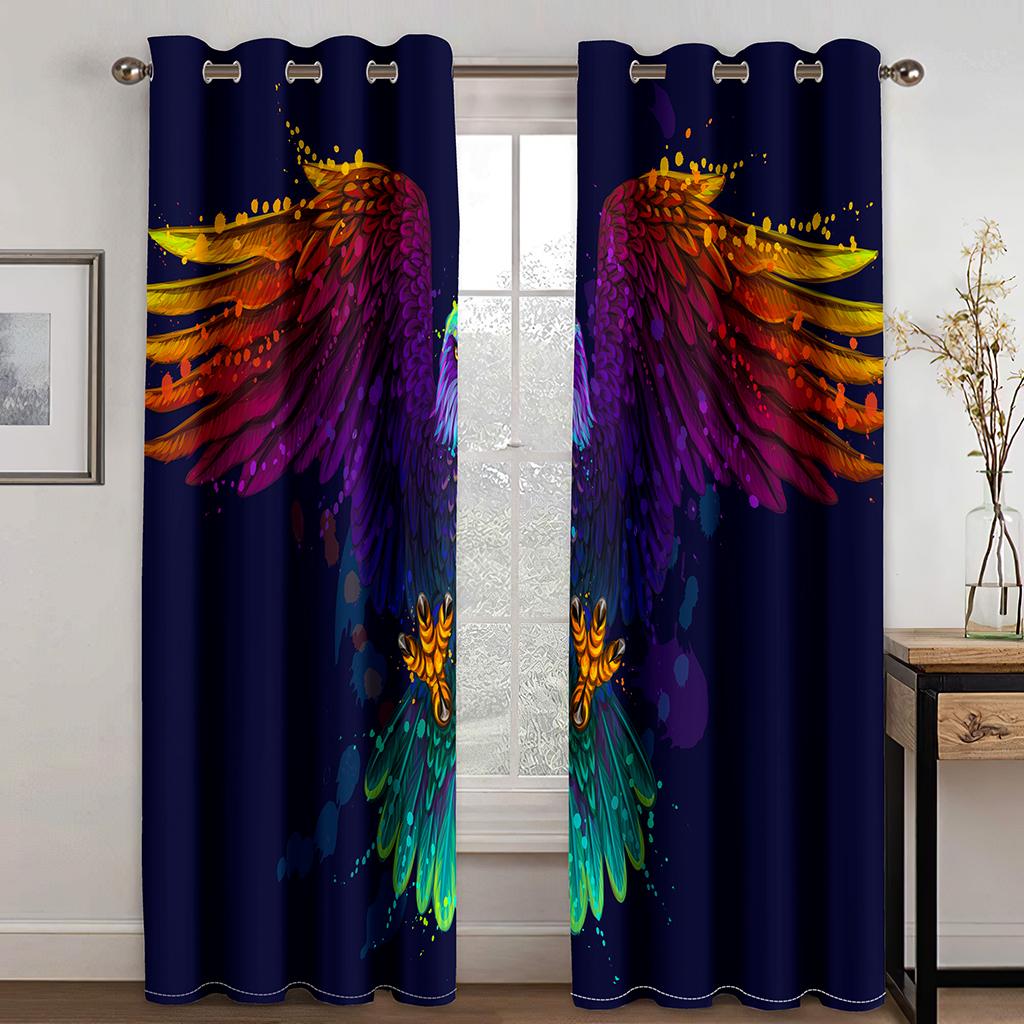 

3D черно-белые шторы с изображением совы-ловца снов, цветные шторы с текстурой совы, 2 панели, декор окна гостиной, спальни, детской комнаты 50W130H(CM)x2&Grommet Top