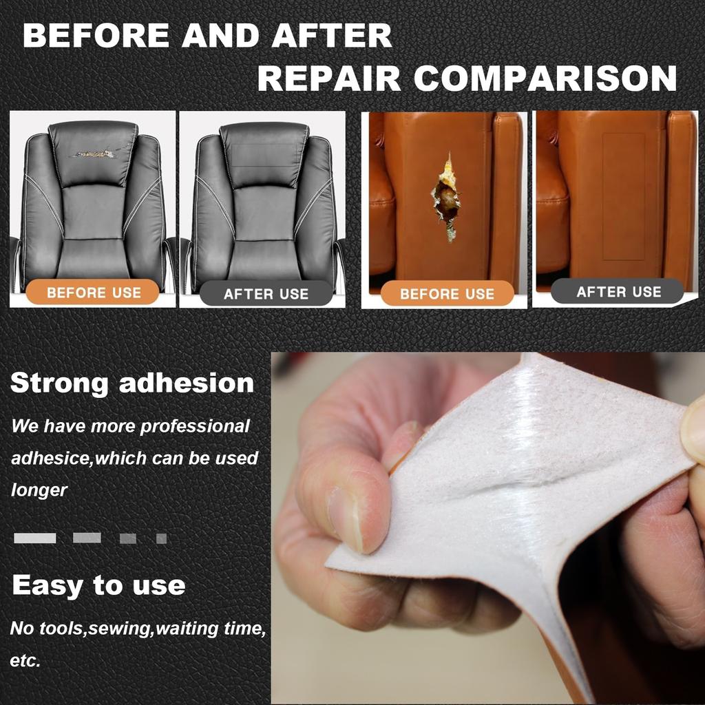 Self-Adhesive Faux Leather Repair Patch for Fixing Damaged Faux Leather Items Such As Sofas,Car Seats, Motorcycle Seats, Handbags, Jackets, Belts