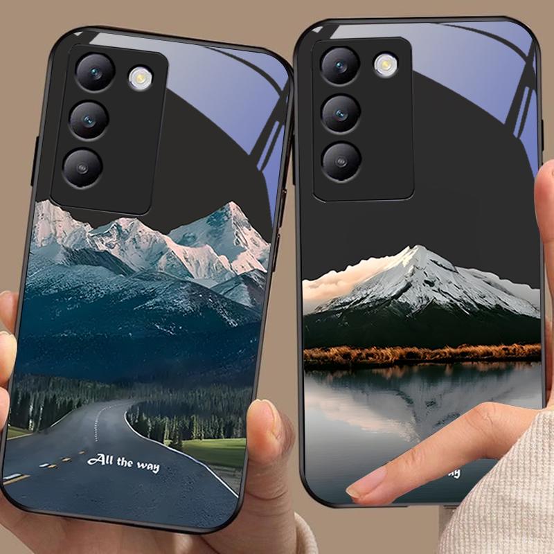 Dark Forest White For Y72 33S 11 03 36 96 Lite 35 16 Iqoo 12 V40 SE 5G 29 40 21 30 X80 Pro Vivo Tempered Glass Phone Case Black