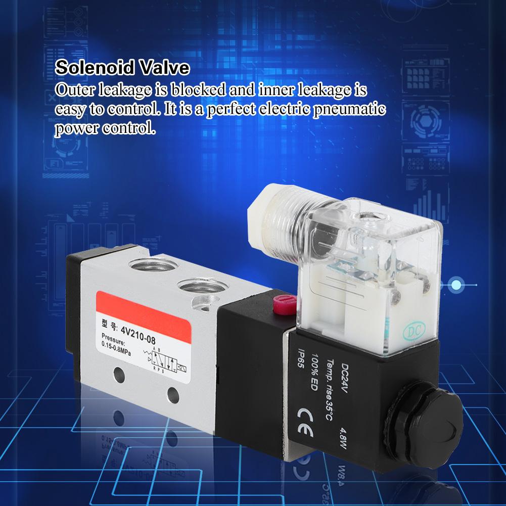 2 Position 5 Way Aluminum Alloy Pneumatic Solenoid Valve Pneumatic Piping Equipment (24V)