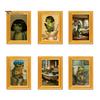 Non-slip Fridge Magnet 1/6Pcs Abstract Frog Refrigerator Vintage Cartoon Green with Frame Home Kitchen Office Decoration Animal Design