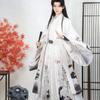 Chinesischer Wei- und Jin-Dynastie Tuschestil Hanfu für Männer Taillenlang Einteiliger Rock Anzug