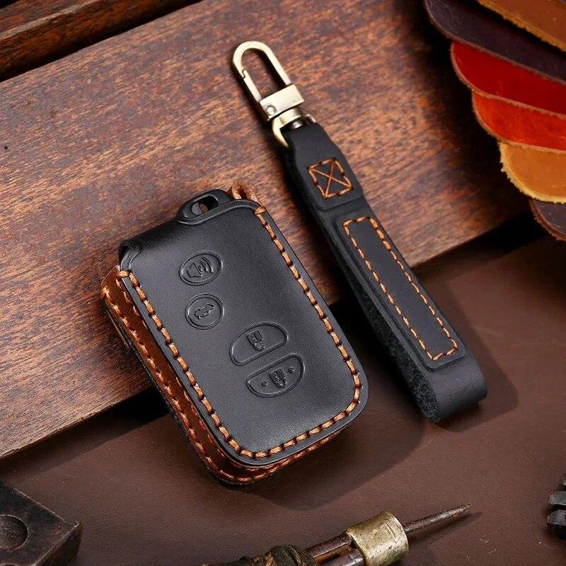 HALLMO Genuine Leather Car Key Case Cover for TOYOTA Prado